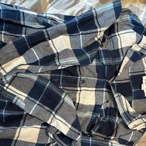 Blue and White Plaid Button-Up Shirt